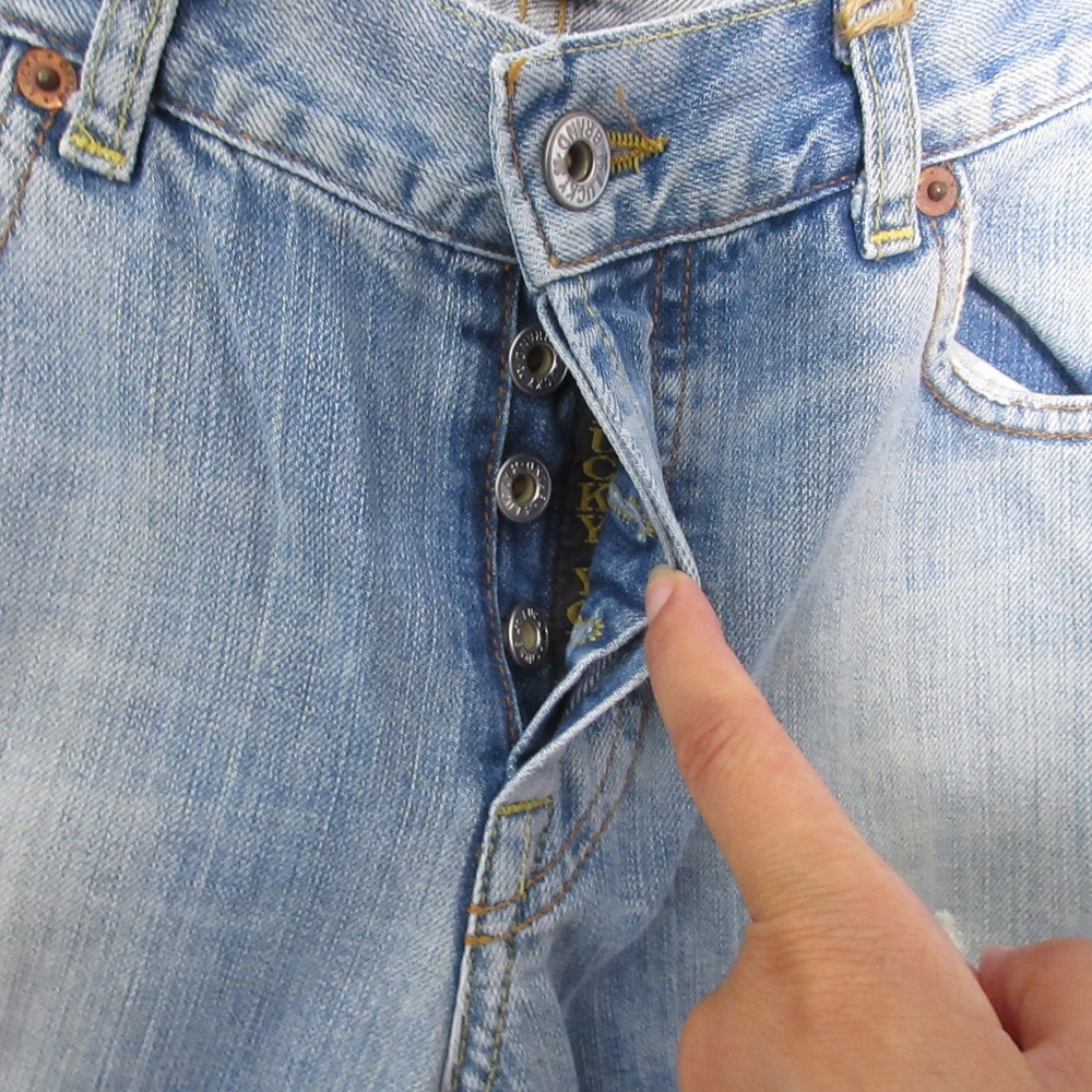 Vintage Lucky Brand Jeans Dungaree Easy Rider Bootleg Distressed Button‎ Fly USA - Picture 3 of 14